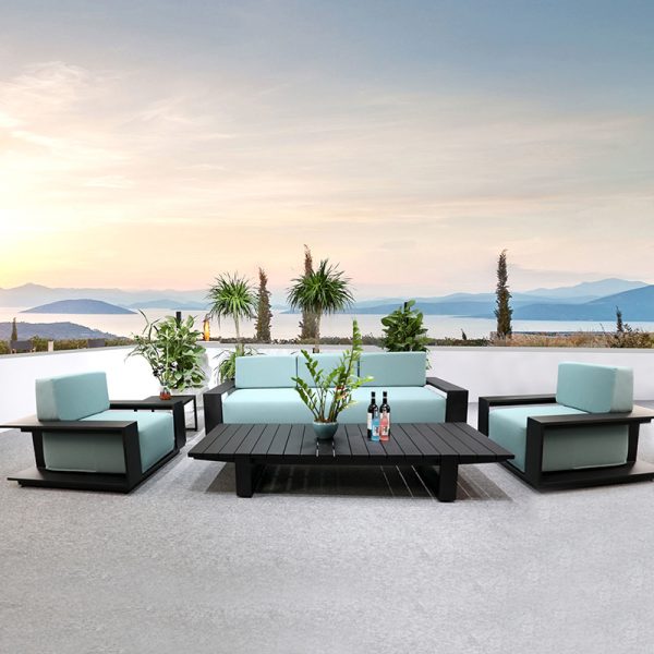 Outdoor Scandinavian Sofa Patio Sofa Coffee Table Set (Rain and Sun Proof)