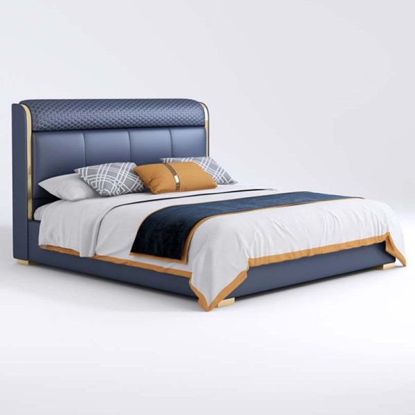 Modern Simple Head Cowhide Bed