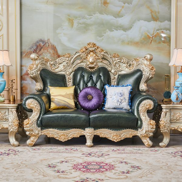 European head layer yellow cowhide sofa living room combination - Image 3