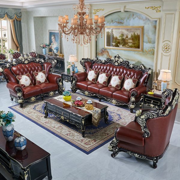 European Head Layer Cowhide 124 Combination Sofa