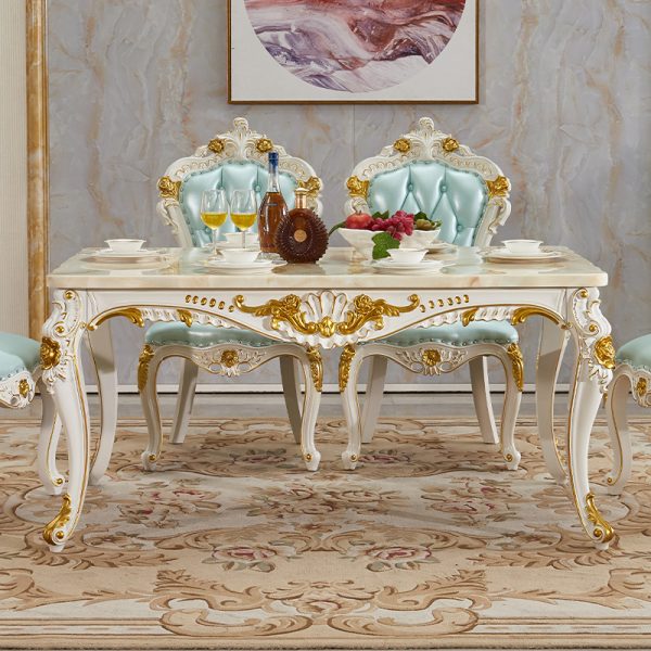 European Square Table American Luxury Dining Room Dining Table and Chairs - Image 4
