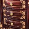 European Leather Bed Double Rubberwood Carved Bed - Image 5